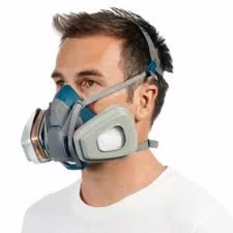 Half facepiece air-purifying respirator 3M 6502QLPRO — half-face, blue/grey, quick-connect
