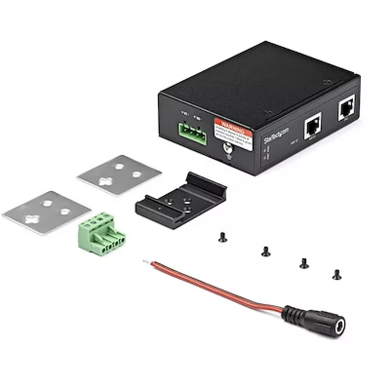 StarTech.com Industrial Gigabit PoE Injector - High Speed/High Power 90W - 802.3bt PoE++ 52V-56VDC DIN Rail UPoE/Ultra Power Over Ethernet Injector Adapter -40C to +75C Rugged