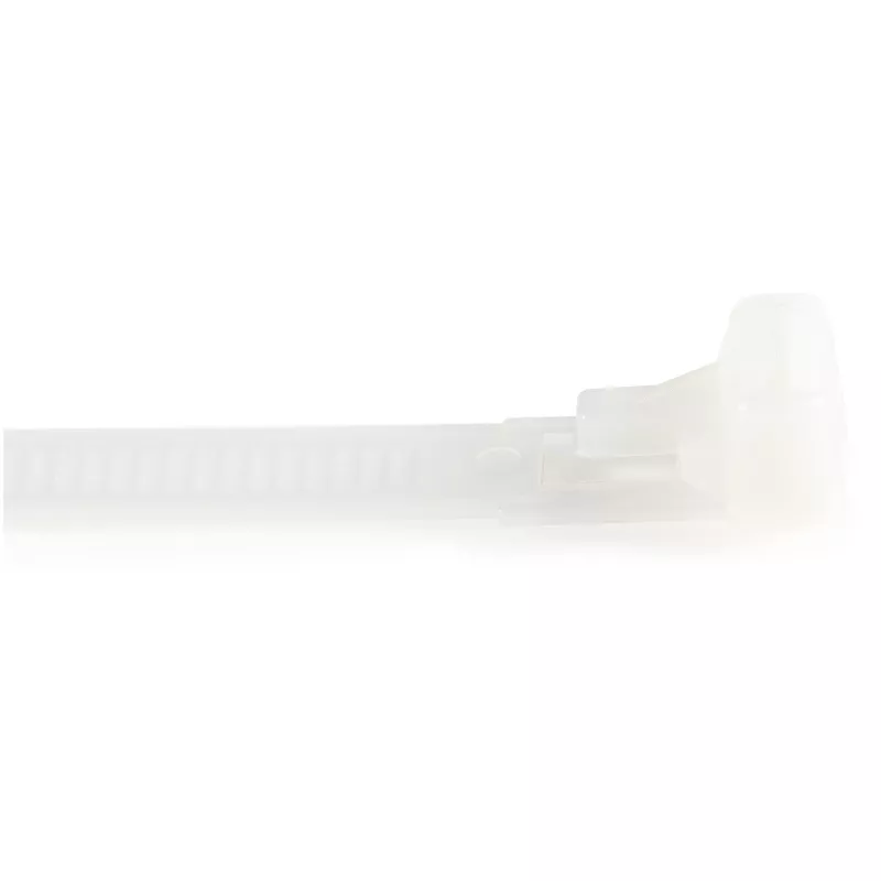 StarTech.com 10 inch(25cm) Reusable Cable Ties - 1/4 inch(7mm) wide, 2-1/2 inch(65mm) Bundle Dia. 50lb(22kg) Tensile Strength, Releasable Nylon Ties, Indoor/Outdoor, 94V-2/UL Listed, 100 Pack - White