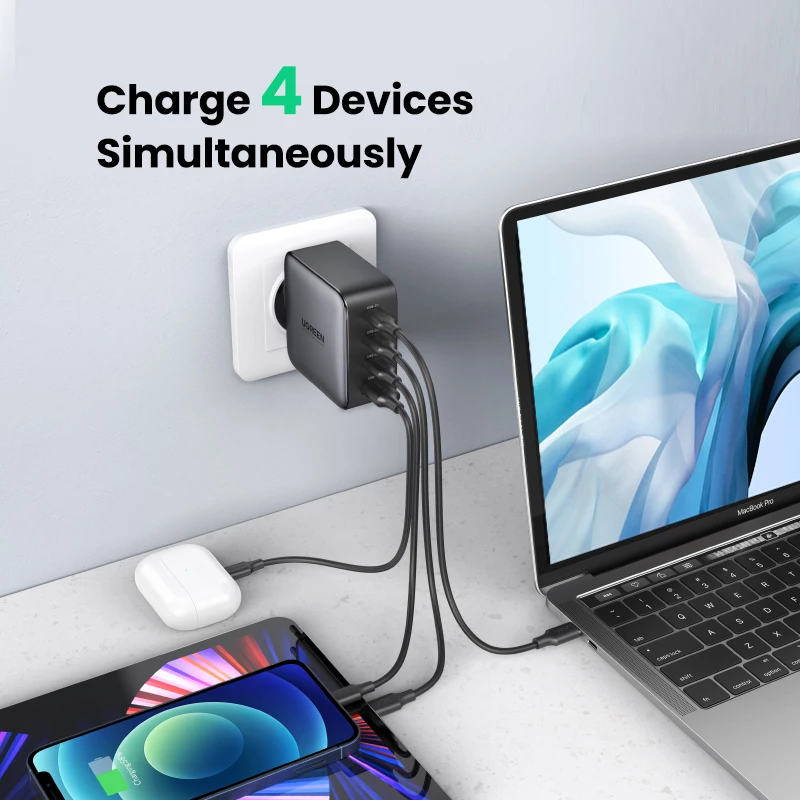 Charger Ugreen Nexode 100W GaN USB-C USB-A Fast Charging 3 Ports