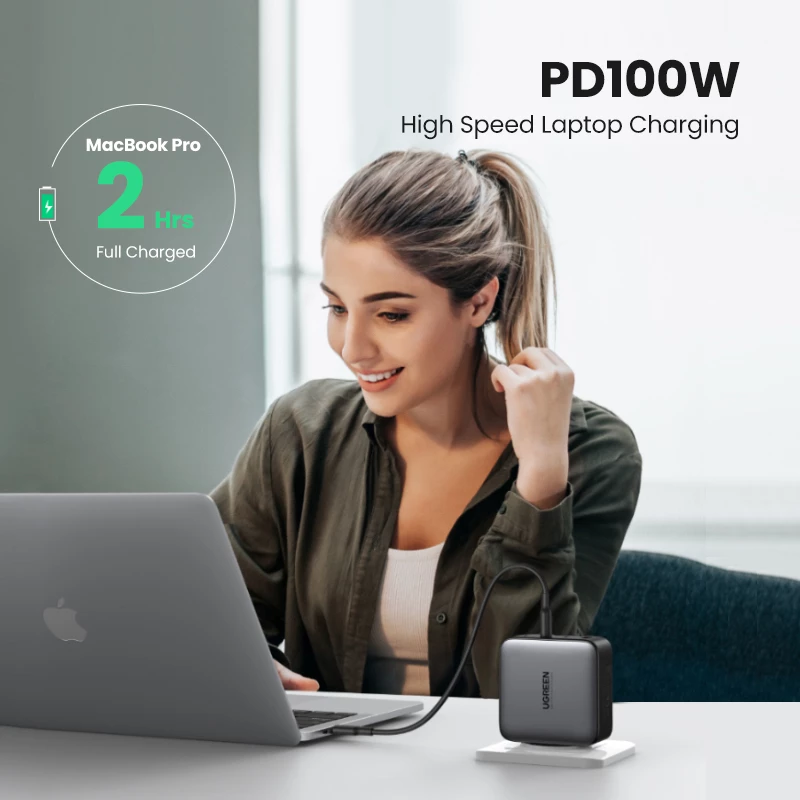Charger Ugreen Nexode 100W GaN USB-C USB-A Fast Charging 3 Ports