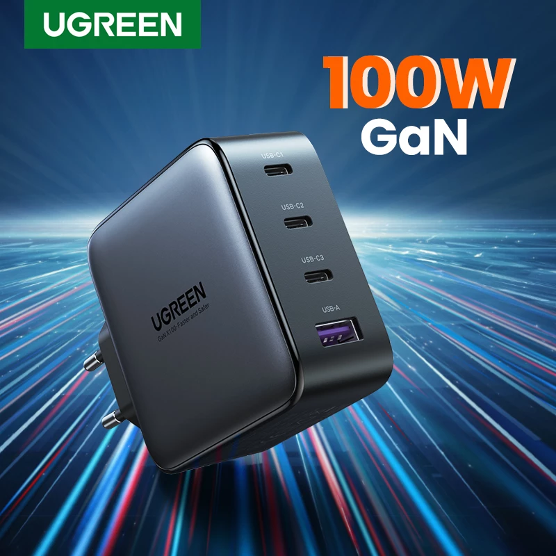 Charger Ugreen Nexode 100W GaN USB-C USB-A Fast Charging 3 Ports