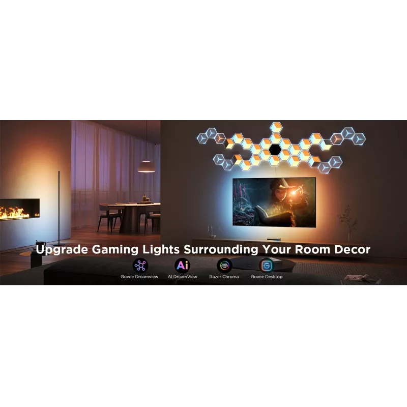 Smart wall light Govee Glide Hexagon Light Panels Ultra expansion pack — Wi‑Fi/Bluetooth, 36V input, grey