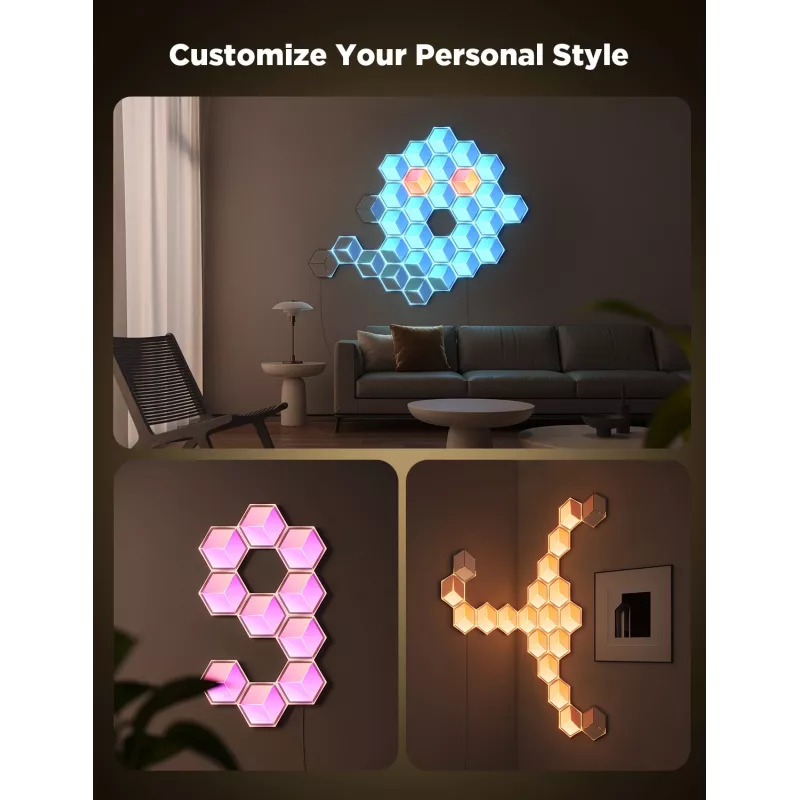 Smart wall light Govee Glide Hexagon Light Panels Ultra expansion pack — Wi‑Fi/Bluetooth, 36V input, grey