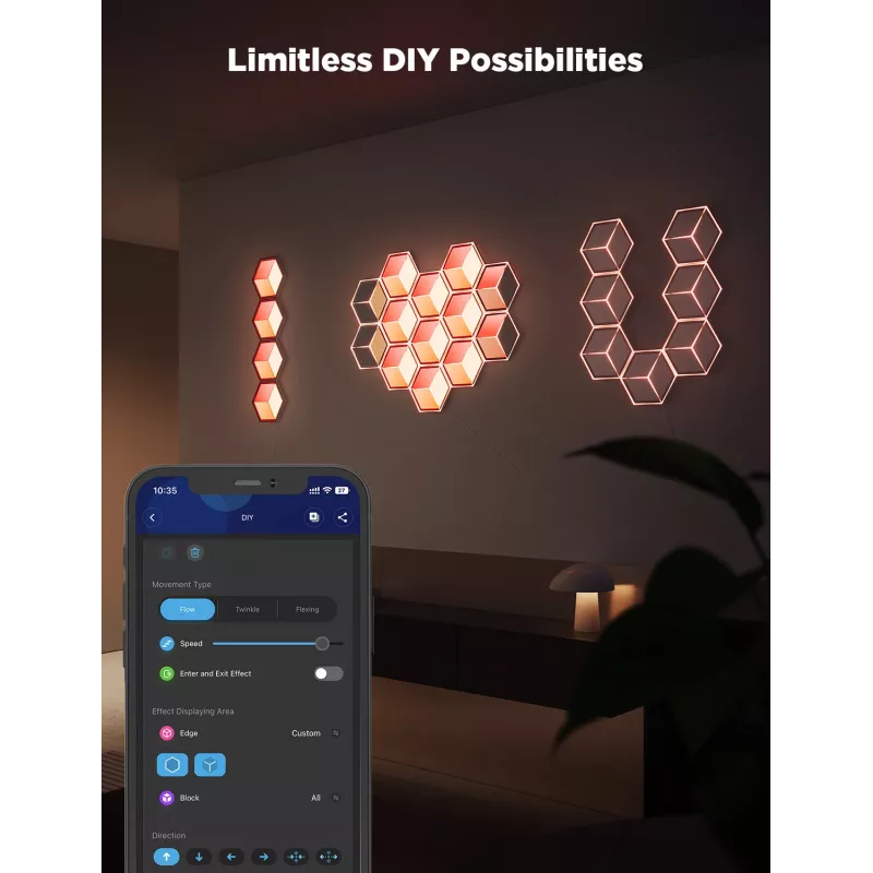 Smart wall light Govee Glide Hexagon Light Panels Ultra expansion pack — Wi‑Fi/Bluetooth, 36V input, grey
