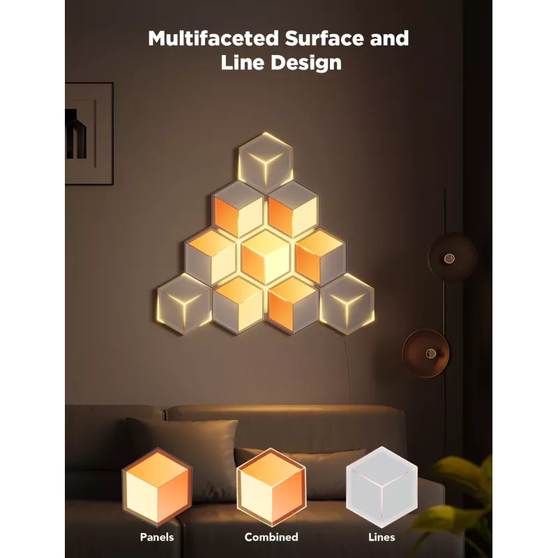 Smart wall light Govee Glide Hexagon Light Panels Ultra expansion pack — Wi‑Fi/Bluetooth, 36V input, grey