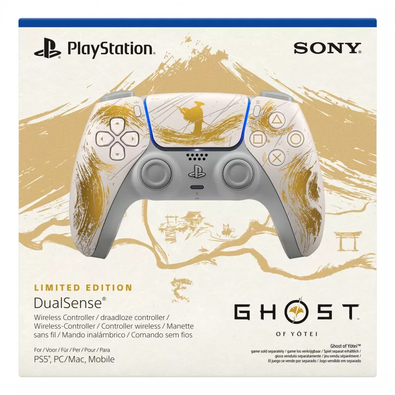 Sony DualSense Wireless Controller - Ghost of Yōtei Gold Limited Edition Gold, White Bluetooth/USB Gamepad Analogue / Digital Android, MAC, PC, PlayStation 5, iOS