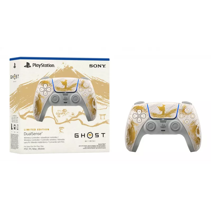 Sony DualSense Wireless Controller - Ghost of Yōtei Gold Limited Edition Gold, White Bluetooth/USB Gamepad Analogue / Digital Android, MAC, PC, PlayStation 5, iOS