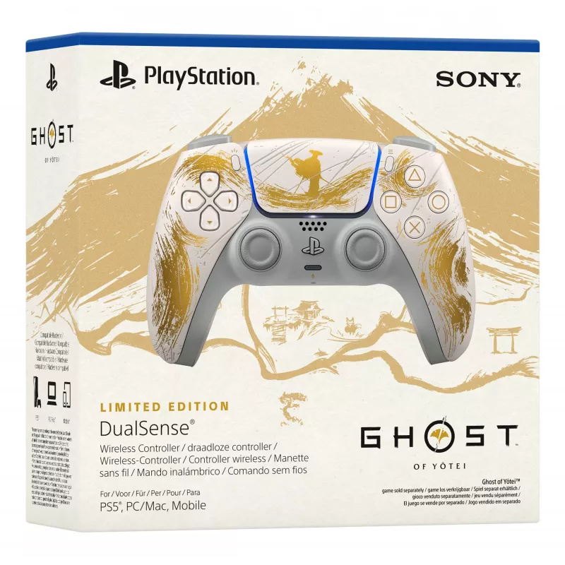 Sony DualSense Wireless Controller - Ghost of Yōtei Gold Limited Edition Gold, White Bluetooth/USB Gamepad Analogue / Digital Android, MAC, PC, PlayStation 5, iOS