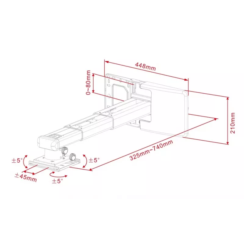 Projector Mount Multibrackets M Projector Mount Short Throw Deluxe 300-700 Medium Wall Mount 25 kg White