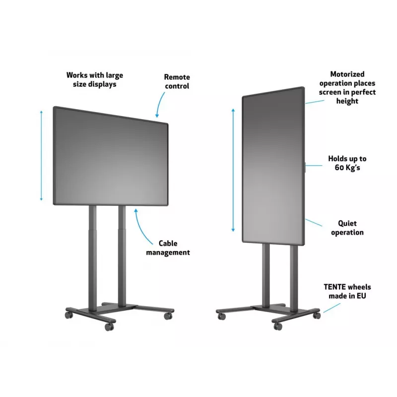 Multibrackets M Motorized Floorstand 60kg Black Max weight 60kg Min screen 94cm Max screen 2.29m