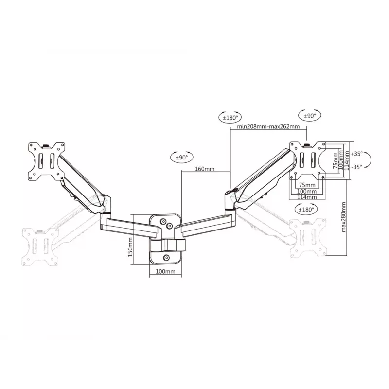 Multibrackets M Monitormount Wall Basic Dual 16 kg 17-32 inch Black