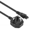 Manhattan Mains Power Cord/Cable, UK 3-pin plug to C5 Female (cloverleaf/triangular), 1.8m, 16A, Lead, Lifetime Warranty