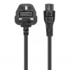 Manhattan Mains Power Cord/Cable, UK 3-pin plug to C5 Female (cloverleaf/triangular), 1.8m, 16A, Lead, Lifetime Warranty