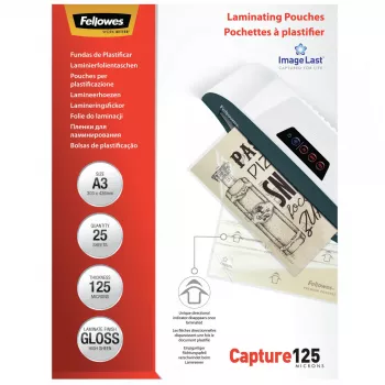 Fellowes ImageLast A3 125 Micron Laminating Pouch - 25 pack, Glossy, Transparent, A3, 0.125 mm, 436 mm, 310 mm
