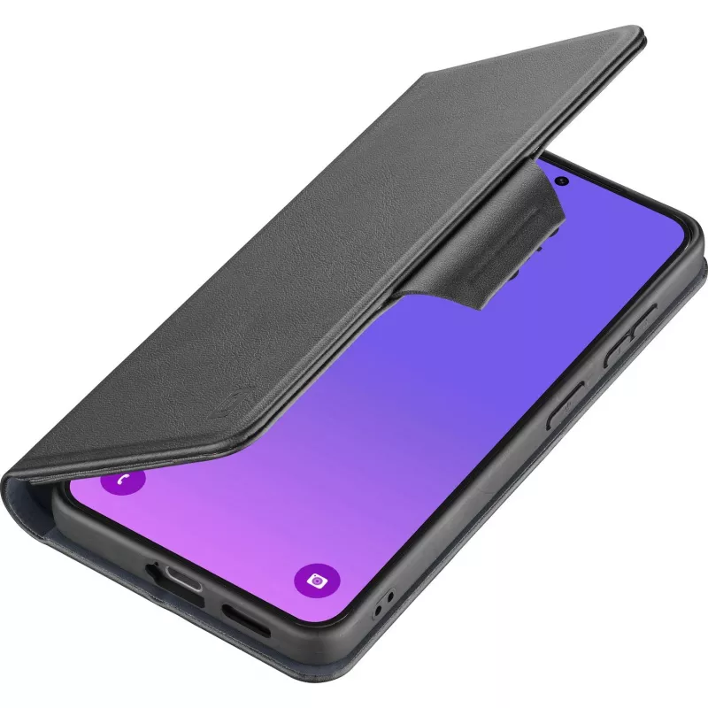 Cellularline Book Agenda 2 - Galaxy A57 Book-style faux leather case with magnetic closure, stand function, and RFID/NFC protection for contactless cards.