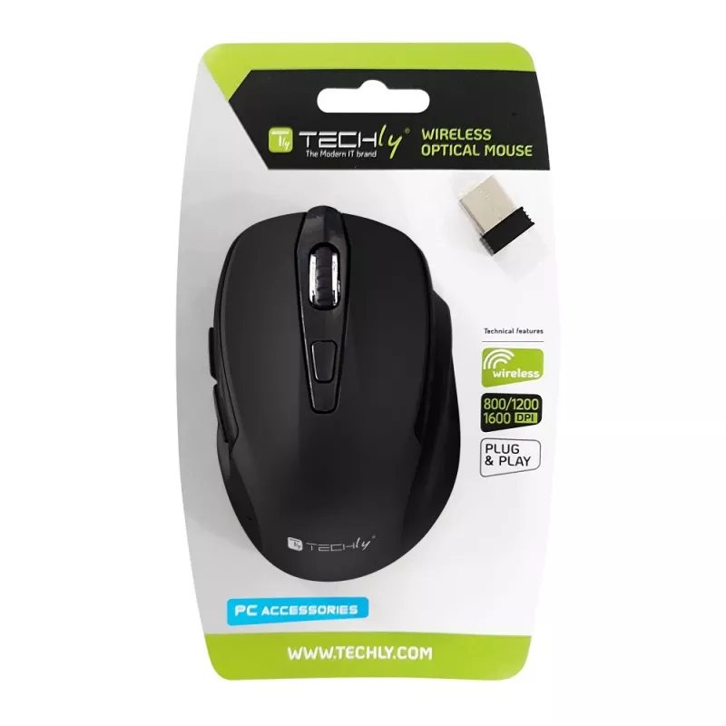 Techly IM 102-WBK mouse Office Right-hand RF Wireless Optical 1600 DPI