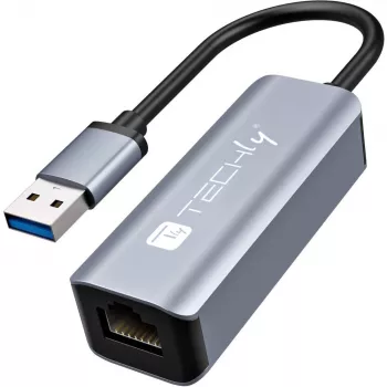 Techly IDATA USB-ETGIGA-AA laptop dock/port replicator Wired USB 3.2 Gen 1 (3.1 Gen 1) Type-A Black, Silver