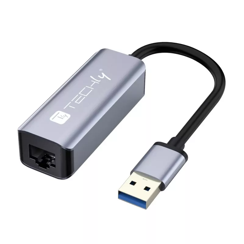 Techly IDATA USB-ETGIGA-AA laptop dock/port replicator Wired USB 3.2 Gen 1 (3.1 Gen 1) Type-A Black, Silver