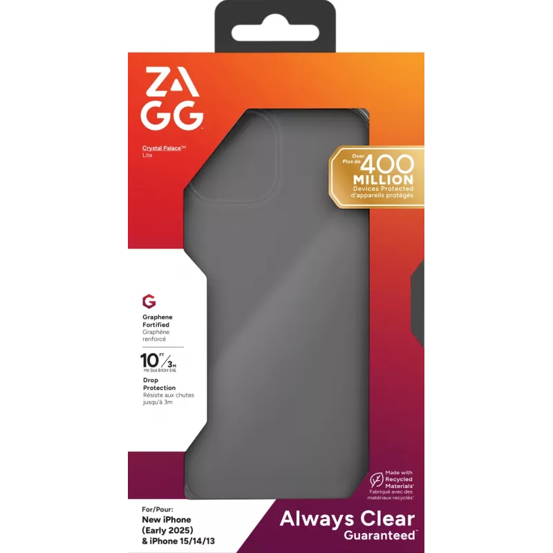 ZAGG Crystal Palace Lite Case Apple iPhone 17e/16e/15/14/13, Cover, Apple, iPhone 17e/16e/15/14/13, 15.5 cm (6.1 inch), Transparent
