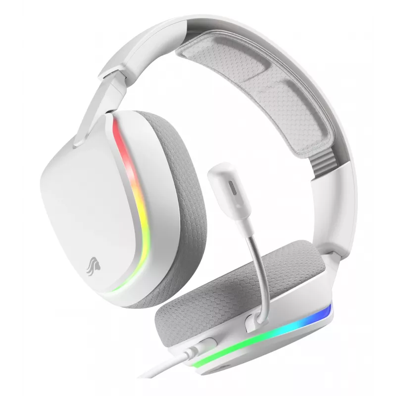 Glorious Gaming Glorious GHS Eternal RGB - Stereo RGB Gaming Headset for PC, PS5, PS4, Switch - Custom Tuned Angled Drivers, Adjustable Crystal Clear Detachable Mic, USB-C - Durable, All Day/Night Comfort - White