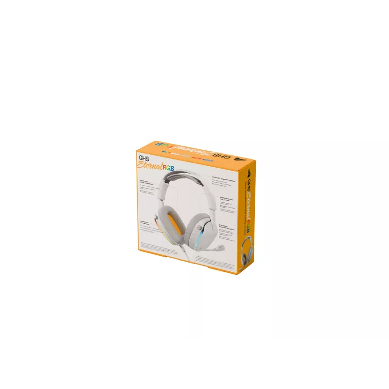 Glorious Gaming Glorious GHS Eternal RGB - Stereo RGB Gaming Headset for PC, PS5, PS4, Switch - Custom Tuned Angled Drivers, Adjustable Crystal Clear Detachable Mic, USB-C - Durable, All Day/Night Comfort - White