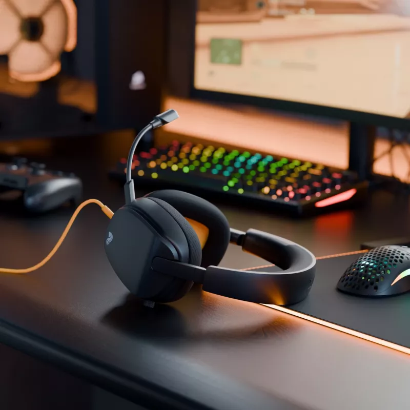 Glorious Gaming Glorious GHS Eternal - Stereo Gaming Headset for PC, PS5, PS4, Xbox, Switch - Custom Tuned Angled Drivers, Adjustable Crystal Clear Detachable Mic, 3.5mm - Durable, All Day/Night Comfort - Black