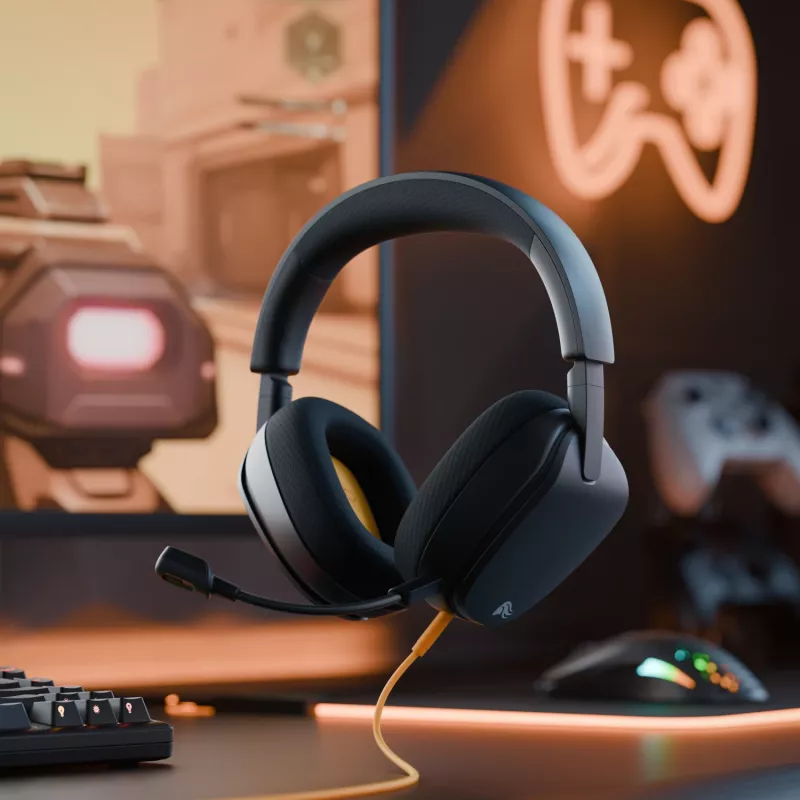 Glorious Gaming Glorious GHS Eternal - Stereo Gaming Headset for PC, PS5, PS4, Xbox, Switch - Custom Tuned Angled Drivers, Adjustable Crystal Clear Detachable Mic, 3.5mm - Durable, All Day/Night Comfort - Black