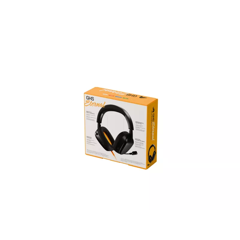 Glorious Gaming Glorious GHS Eternal - Stereo Gaming Headset for PC, PS5, PS4, Xbox, Switch - Custom Tuned Angled Drivers, Adjustable Crystal Clear Detachable Mic, 3.5mm - Durable, All Day/Night Comfort - Black