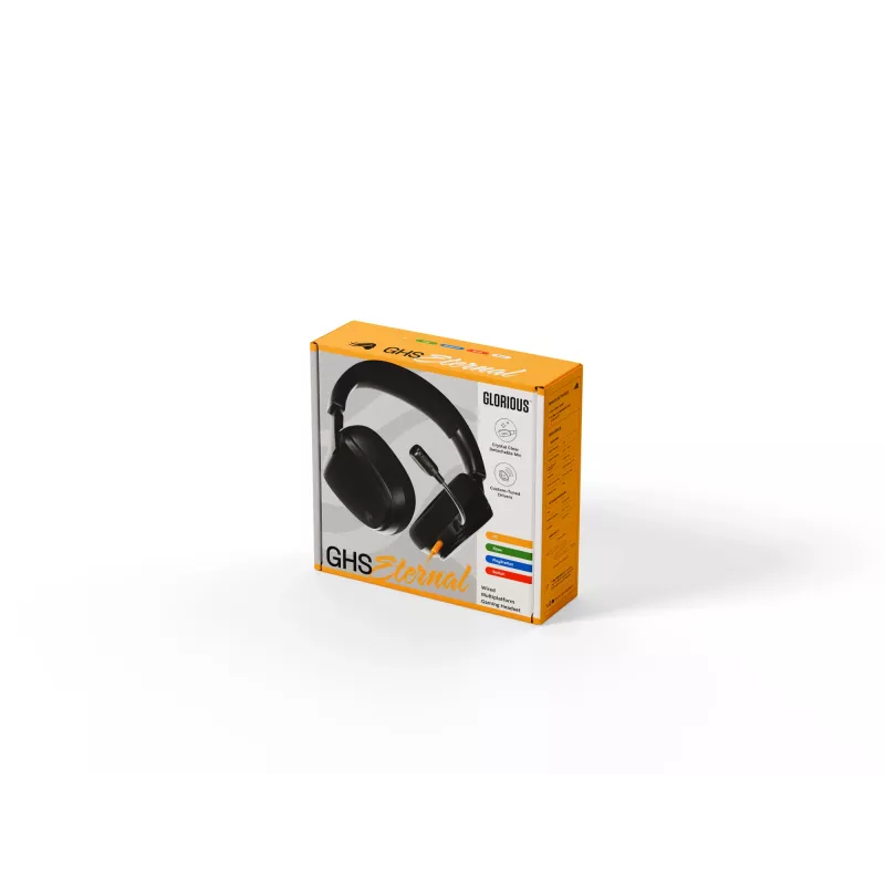 Glorious Gaming Glorious GHS Eternal - Stereo Gaming Headset for PC, PS5, PS4, Xbox, Switch - Custom Tuned Angled Drivers, Adjustable Crystal Clear Detachable Mic, 3.5mm - Durable, All Day/Night Comfort - Black