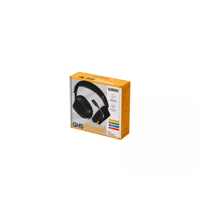 Glorious Gaming Glorious GHS Eternal - Stereo Gaming Headset for PC, PS5, PS4, Xbox, Switch - Custom Tuned Angled Drivers, Adjustable Crystal Clear Detachable Mic, 3.5mm - Durable, All Day/Night Comfort - Black
