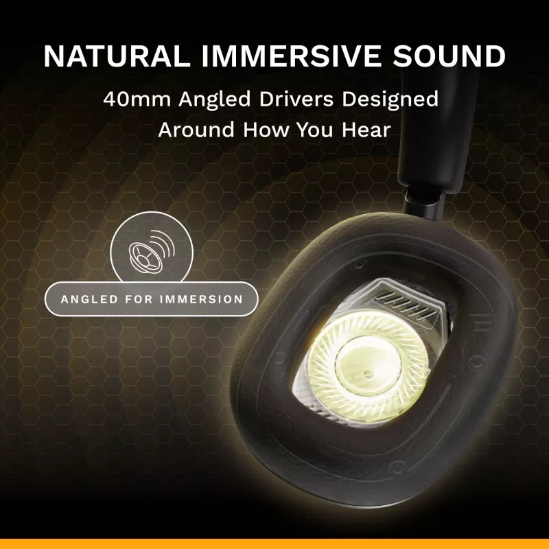 Glorious Gaming Glorious GHS Eternal - Stereo Gaming Headset for PC, PS5, PS4, Xbox, Switch - Custom Tuned Angled Drivers, Adjustable Crystal Clear Detachable Mic, 3.5mm - Durable, All Day/Night Comfort - Black