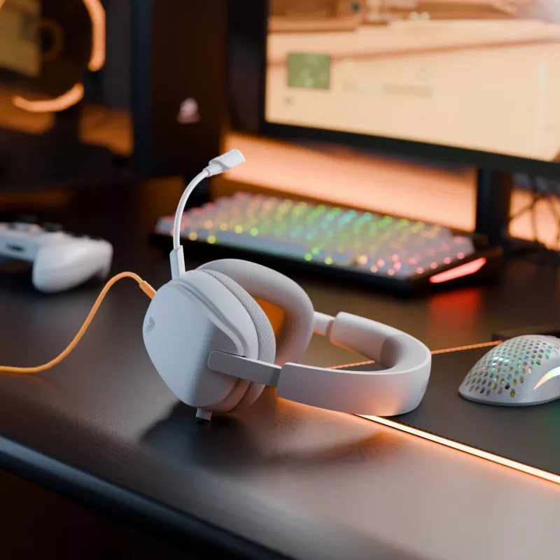 Glorious Gaming Glorious GHS Eternal - Stereo Gaming Headset for PC, PS5, PS4, Xbox, Switch - Custom Tuned Angled Drivers, Adjustable Crystal Clear Detachable Mic, 3.5mm - Durable, All Day/Night Comfort - White