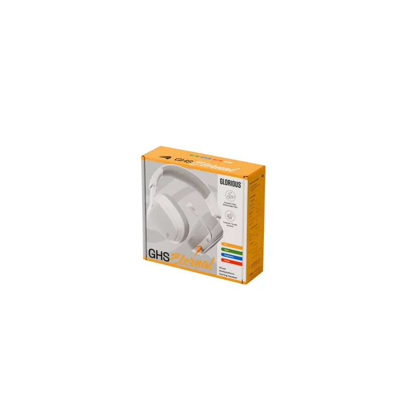 Glorious Gaming Glorious GHS Eternal - Stereo Gaming Headset for PC, PS5, PS4, Xbox, Switch - Custom Tuned Angled Drivers, Adjustable Crystal Clear Detachable Mic, 3.5mm - Durable, All Day/Night Comfort - White