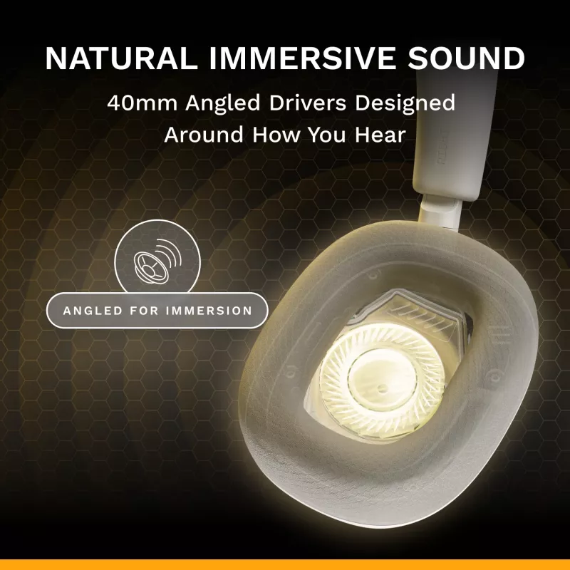 Glorious Gaming Glorious GHS Eternal - Stereo Gaming Headset for PC, PS5, PS4, Xbox, Switch - Custom Tuned Angled Drivers, Adjustable Crystal Clear Detachable Mic, 3.5mm - Durable, All Day/Night Comfort - White