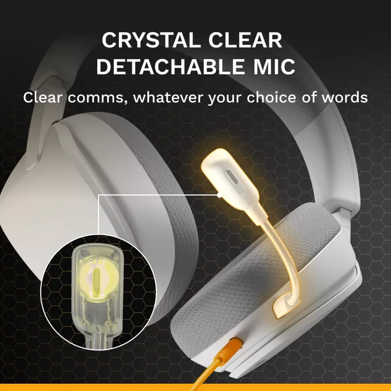 Glorious Gaming Glorious GHS Eternal - Stereo Gaming Headset for PC, PS5, PS4, Xbox, Switch - Custom Tuned Angled Drivers, Adjustable Crystal Clear Detachable Mic, 3.5mm - Durable, All Day/Night Comfort - White