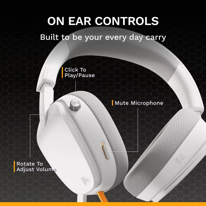 Glorious Gaming Glorious GHS Eternal - Stereo Gaming Headset for PC, PS5, PS4, Xbox, Switch - Custom Tuned Angled Drivers, Adjustable Crystal Clear Detachable Mic, 3.5mm - Durable, All Day/Night Comfort - White