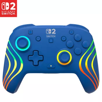 Wired & Wireless Gamepad Turtle Beach Afterglow Wave Blue for Nintendo Switch 2 — Bluetooth/USB-C, RGB, Built-in 20h Battery, 3 m Cable