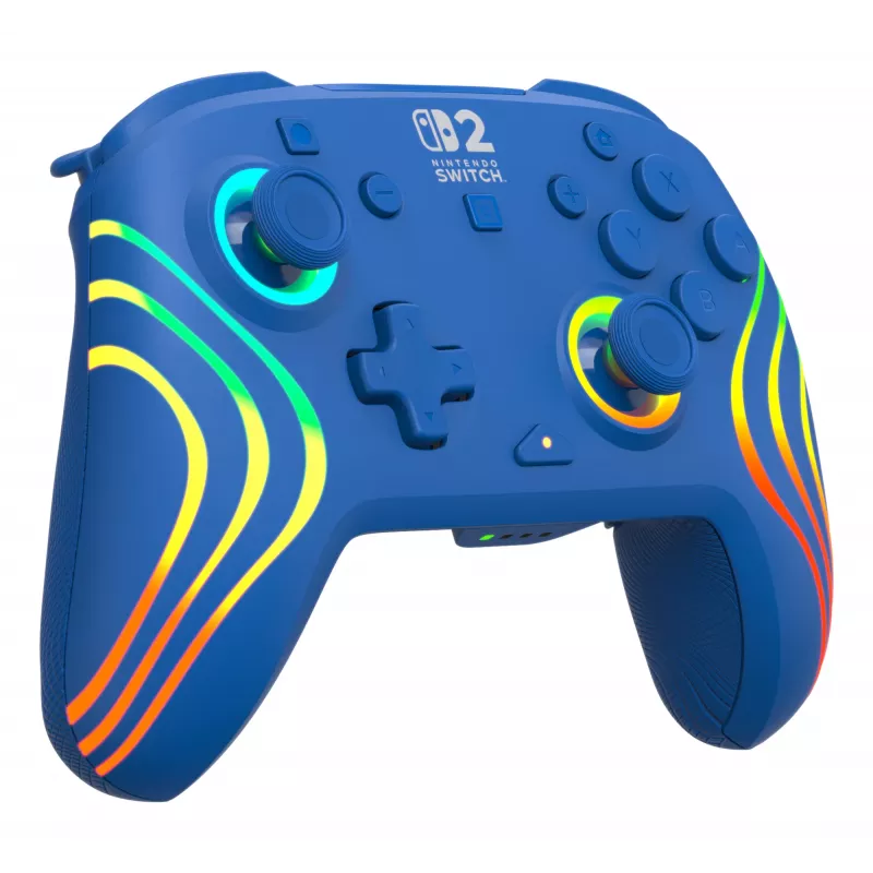 Wired & Wireless Gamepad Turtle Beach Afterglow Wave Blue for Nintendo Switch 2 — Bluetooth/USB-C, RGB, Built-in 20h Battery, 3 m Cable