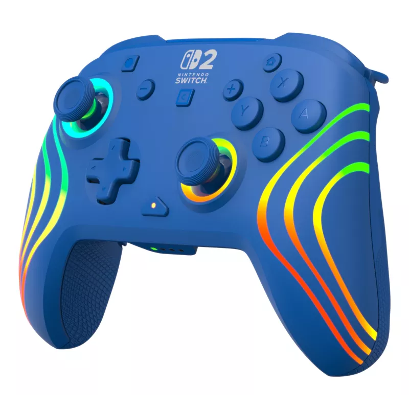 Wired & Wireless Gamepad Turtle Beach Afterglow Wave Blue for Nintendo Switch 2 — Bluetooth/USB-C, RGB, Built-in 20h Battery, 3 m Cable