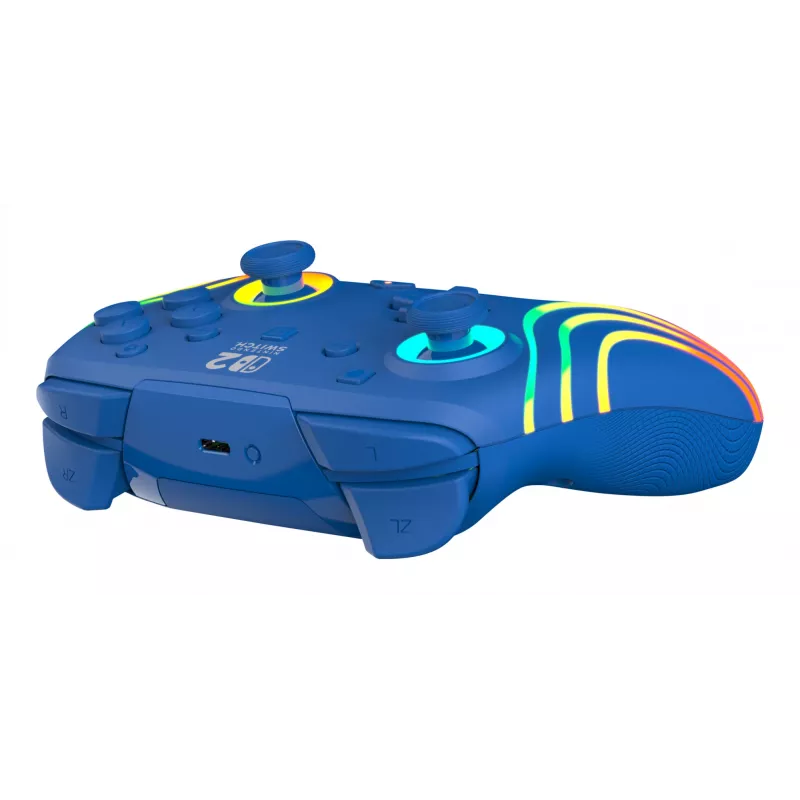 Wired & Wireless Gamepad Turtle Beach Afterglow Wave Blue for Nintendo Switch 2 — Bluetooth/USB-C, RGB, Built-in 20h Battery, 3 m Cable