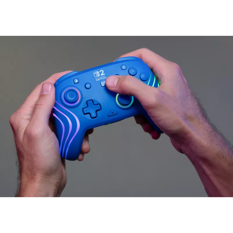 Wired & Wireless Gamepad Turtle Beach Afterglow Wave Blue for Nintendo Switch 2 — Bluetooth/USB-C, RGB, Built-in 20h Battery, 3 m Cable
