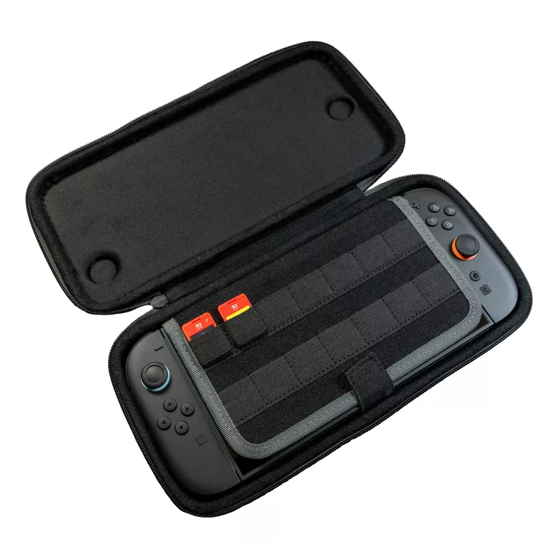 Travel case Turtle Beach PlayTrek Slim Case for Nintendo Switch 2 — Charcoal Black, 290×58×145 mm