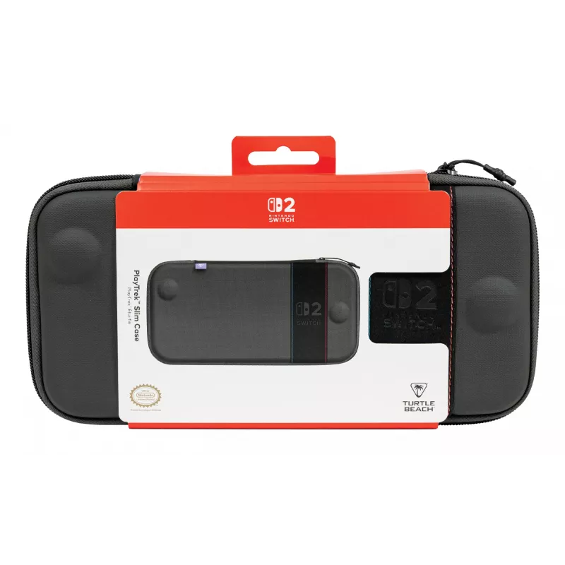 Travel case Turtle Beach PlayTrek Slim Case for Nintendo Switch 2 — Charcoal Black, 290×58×145 mm