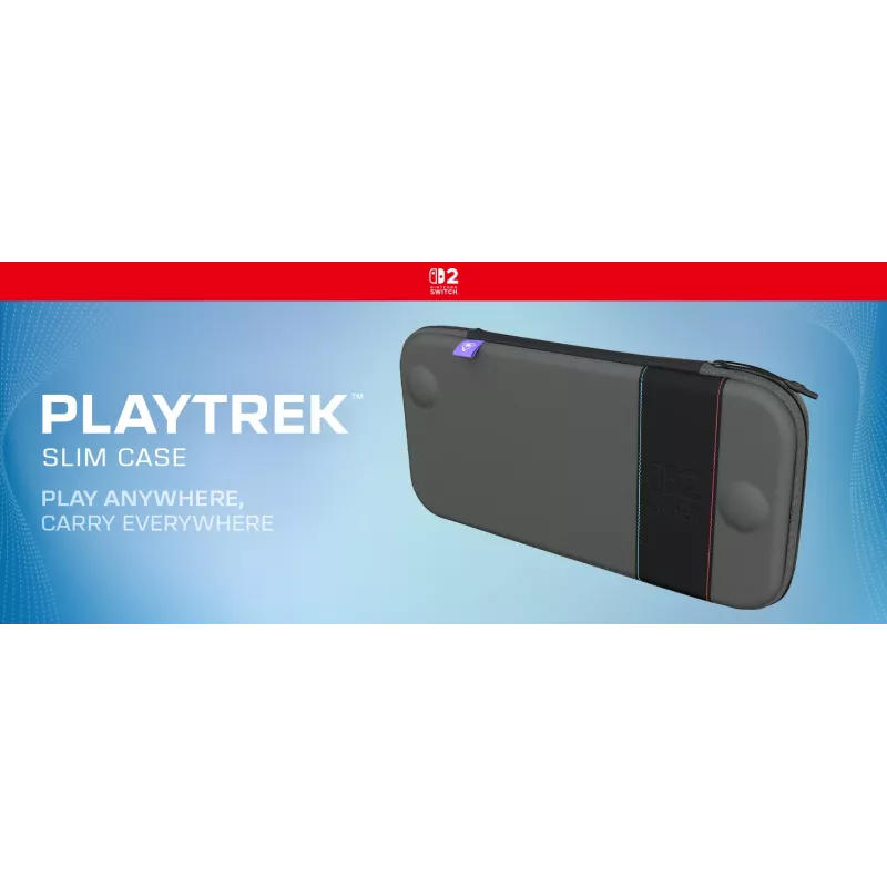 Travel case Turtle Beach PlayTrek Slim Case for Nintendo Switch 2 — Charcoal Black, 290×58×145 mm