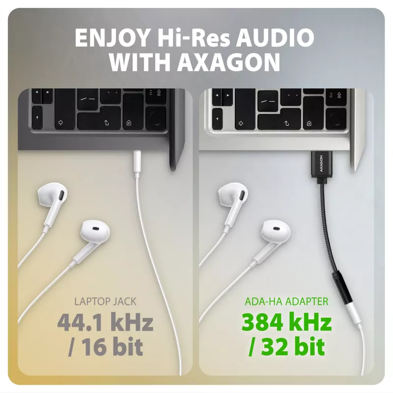 Axagon ADA-HA USB-A to 3.5mm jack Hi-Res DAC Audio Adapter, 384kHz/32bit, Stereo