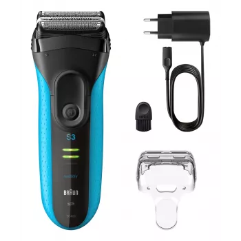 Electric shaver BRAUN Series 3 3040 rechargeable black/blue, model 3040
