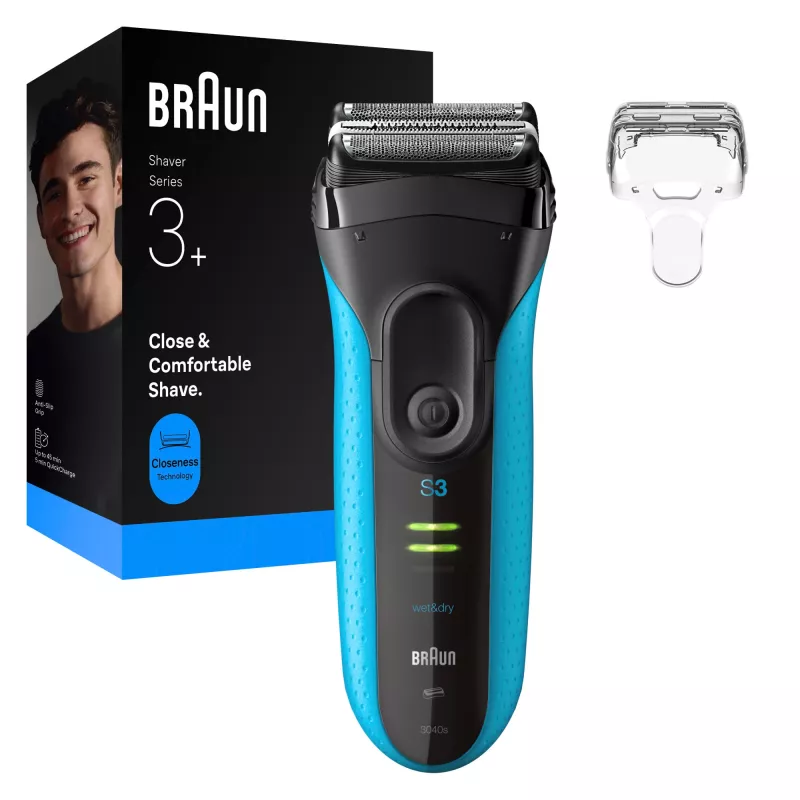 Electric shaver BRAUN Series 3 3040 rechargeable black/blue, model 3040