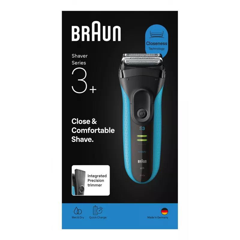 Electric shaver BRAUN Series 3 3040 rechargeable black/blue, model 3040