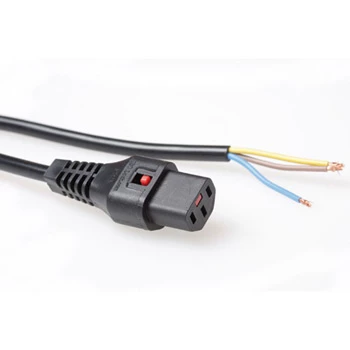 ACT Powercord C13 IEC Lock open end black 2 m PC1025 230 V 10 A